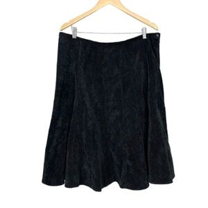 Vintage Christopher & Banks Solid Black Flared Corduroy Skirt Size 16P